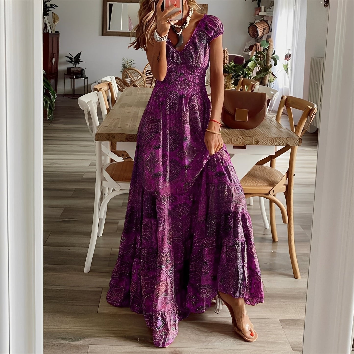 Christina - Boho-Maxi-Kleid mit Blumenmuster für Damen