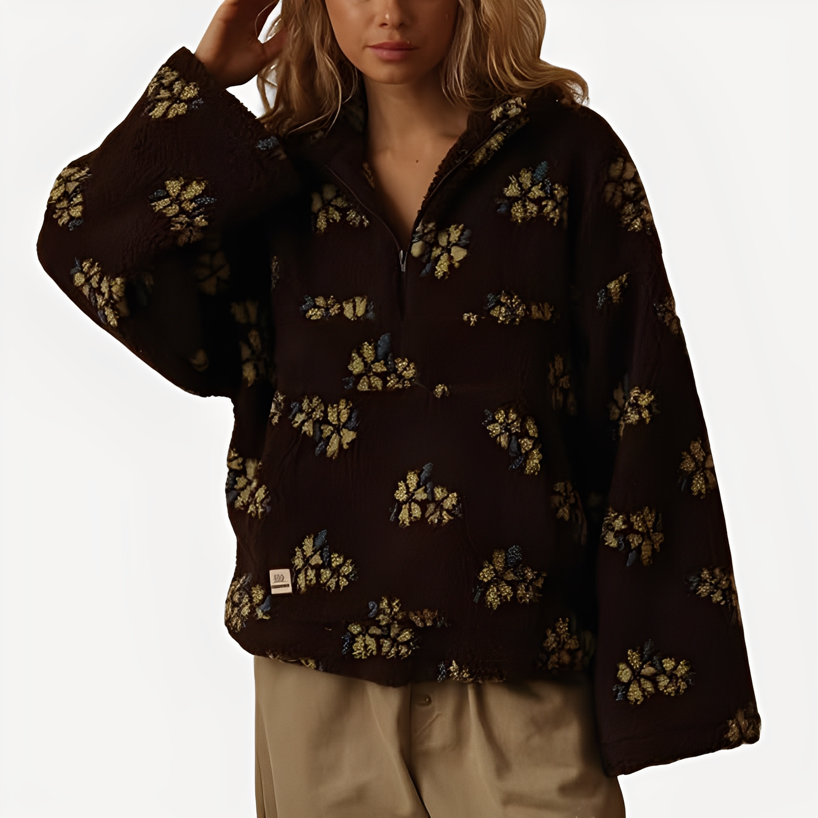 Elizabeth - Zeitgemäßer Pullover mit Blumendesign