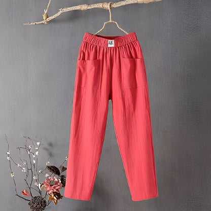 Elodie - Hose aus Baumwolle und Leinen für Damen