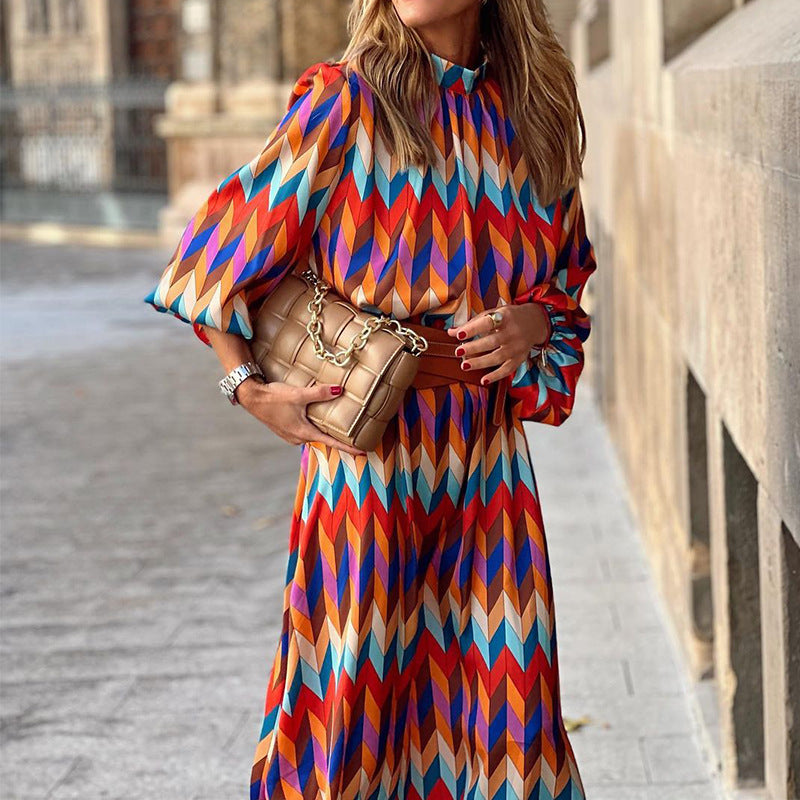 Susan - Weites Kleid mit geometrischem Muster für Damen