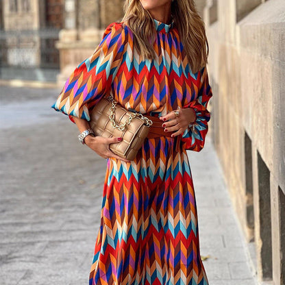 Susan - Weites Kleid mit geometrischem Muster für Damen