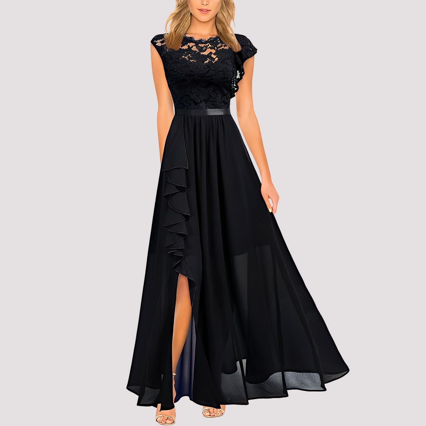 Anne - Elegantes, langes Kleid mit hoher Taille für Damen
