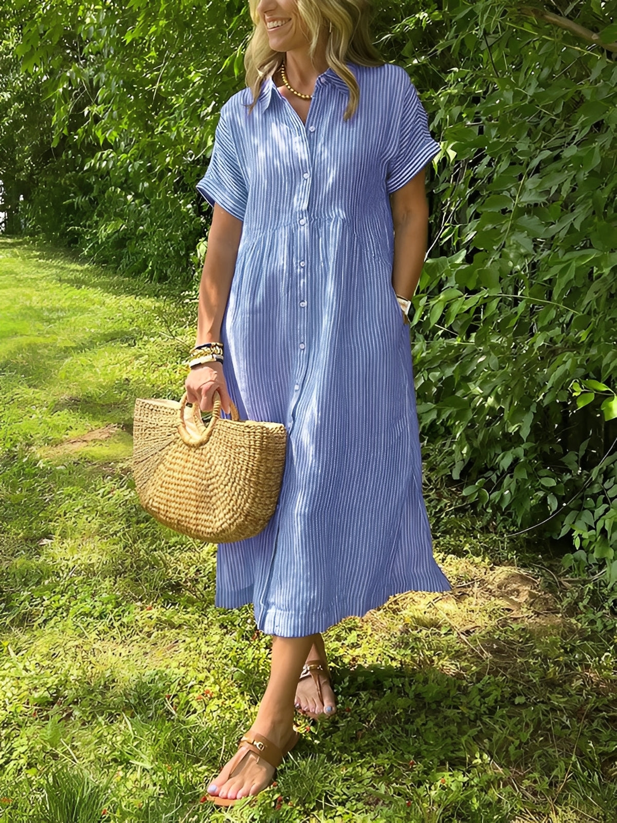 Alana - Lässiges gestreiftes Hemdblusenkleid für Damen
