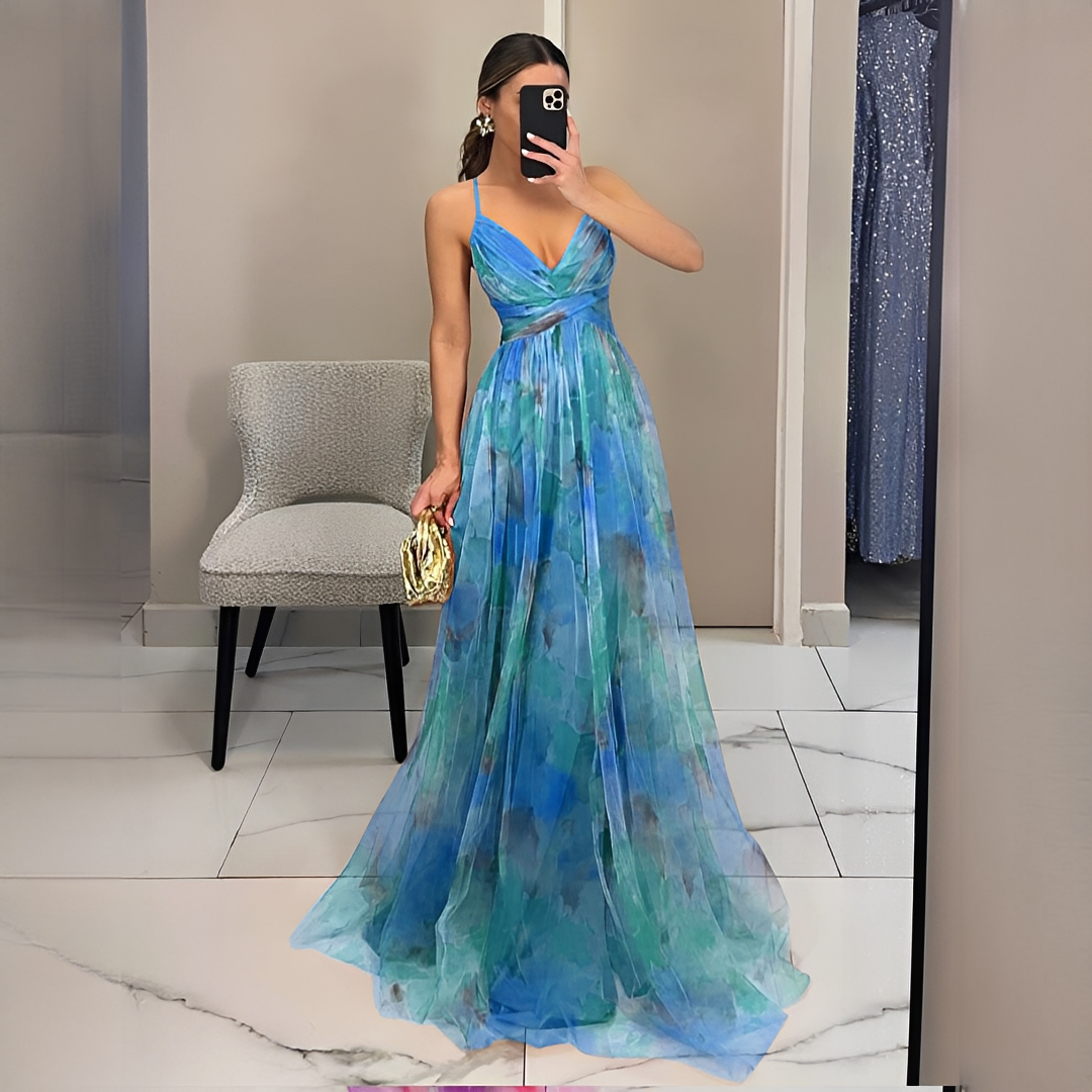 Gardania - Langes Kleid mit Blumenmuster für Damen
