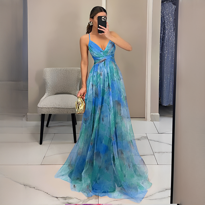 Gardania - Langes Kleid mit Blumenmuster für Damen