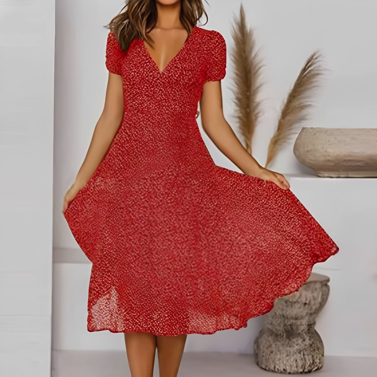 Elizabeth - Lässiges und weites Kurzarmkleid für Damen