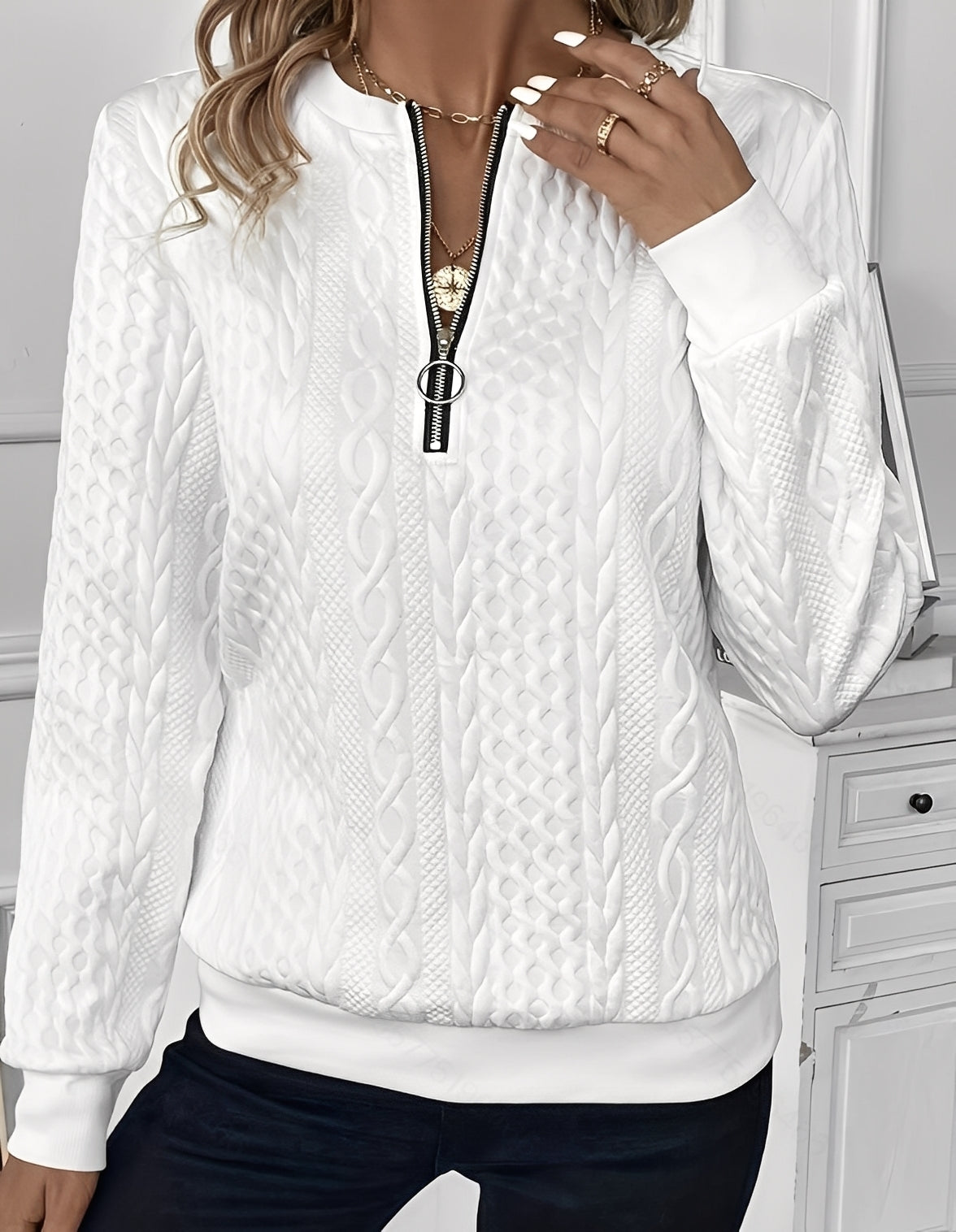 Davida - Modischer, weicher Damenpullover mit Steppdesign