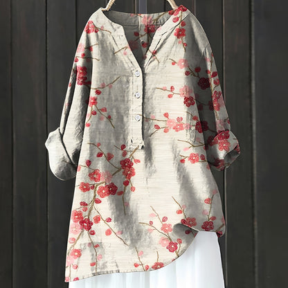 Annie - Elegante geblümte Bluse mit halber Knopfleiste für Damen