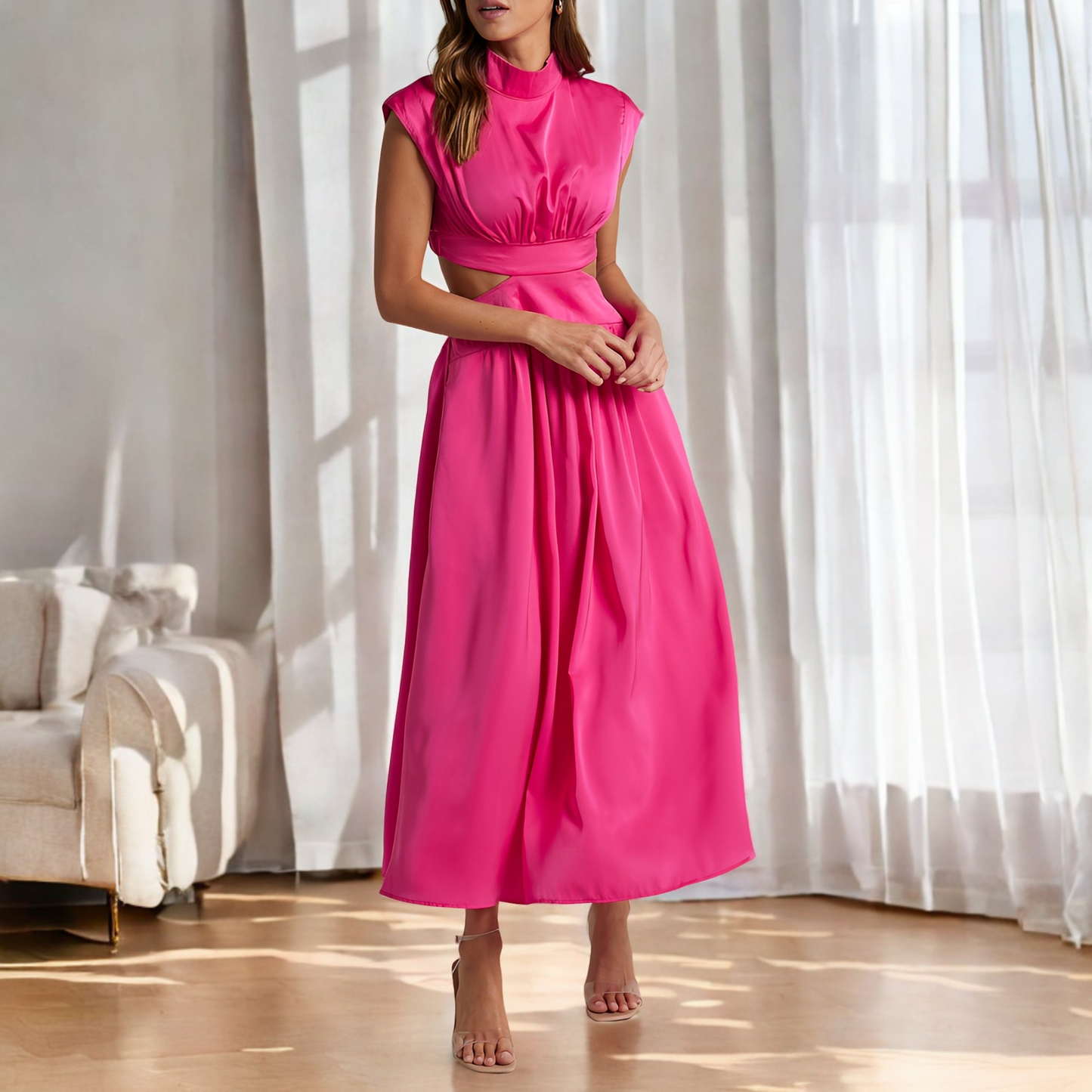 Christina - Lässiges Maxikleid mit Taillenausschnitt für Damen