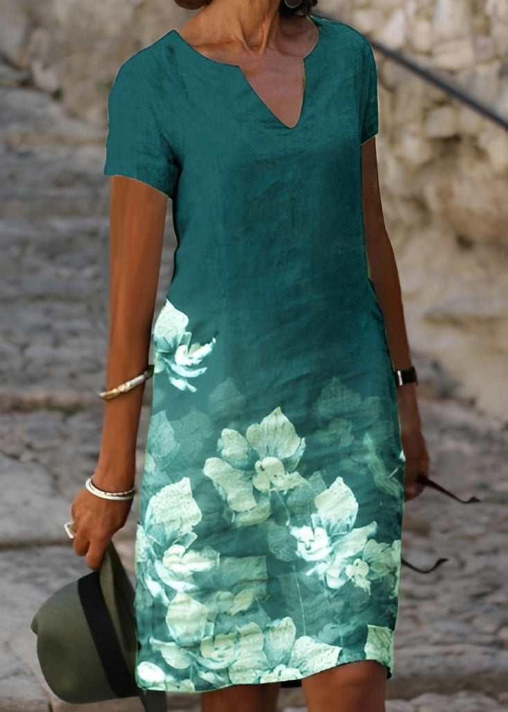 Kristina - Elegantes geblümtes Kleid mit kurzen Ärmeln für Damen