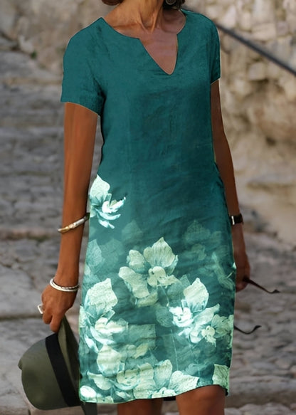 Kristina - Elegantes geblümtes Kleid mit kurzen Ärmeln für Damen