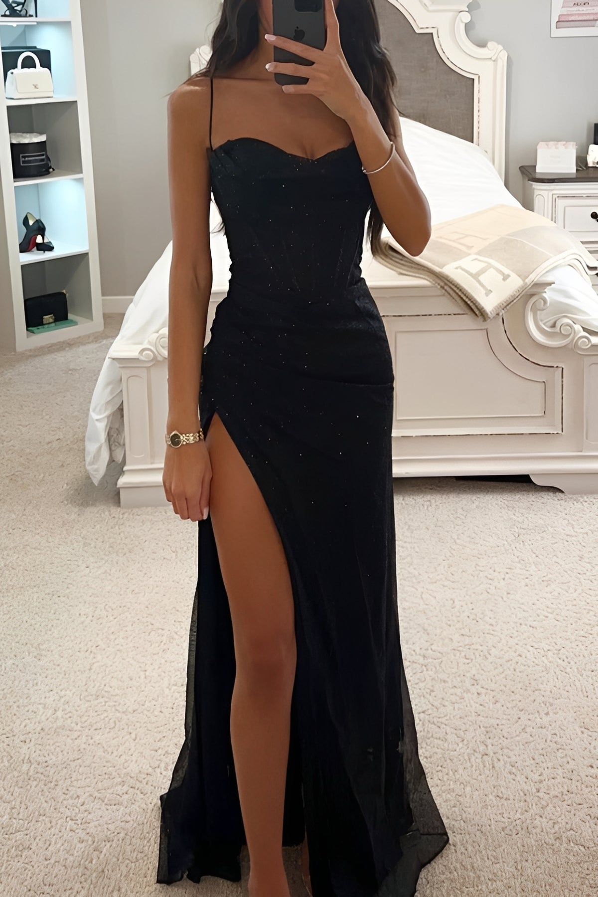 Annalise - Elegantes, langes Kleid mit Pailletten und Schlitz für Damen