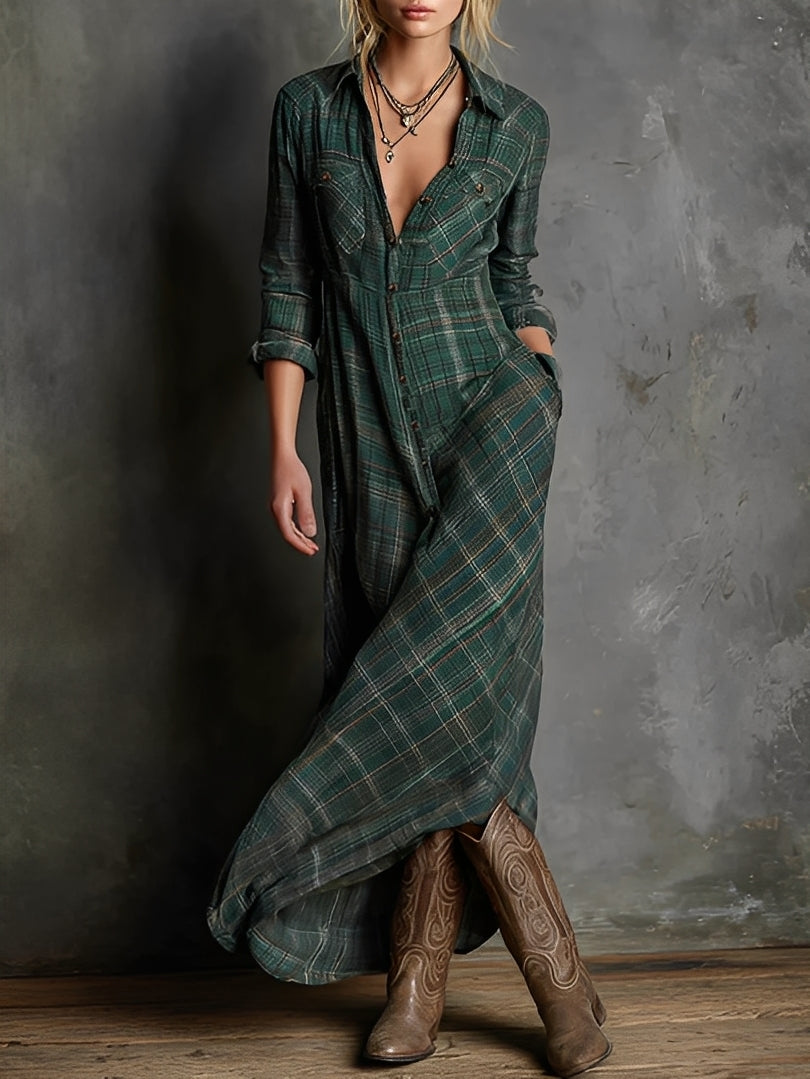 Émilien - Langes Kleid mit Karos für Frauen