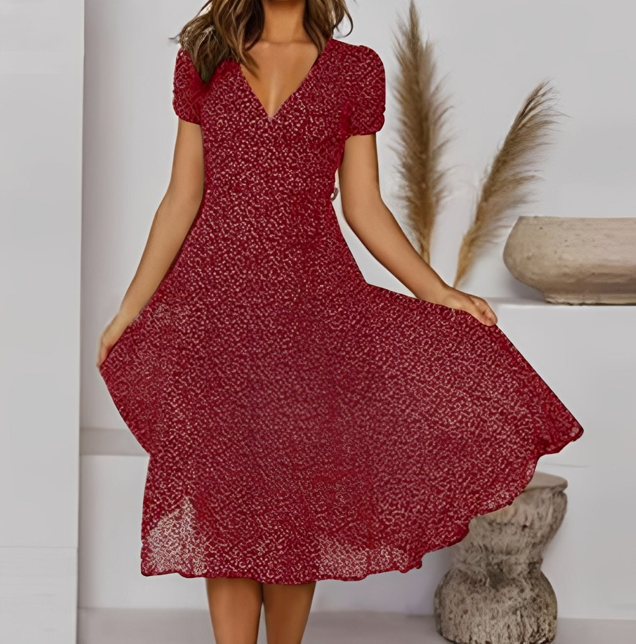 Elizabeth - Lässiges und weites Kurzarmkleid für Damen