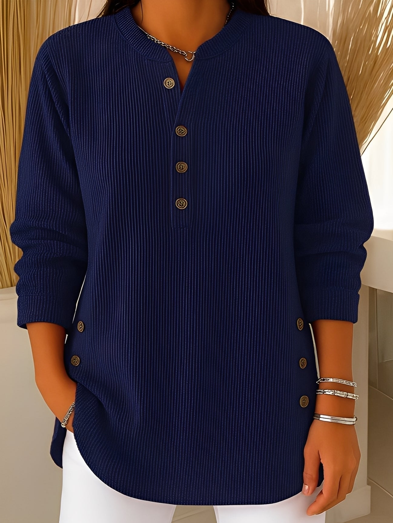 Jocelyn - Komfortabler Damen-Strickpullover mit Knöpfen