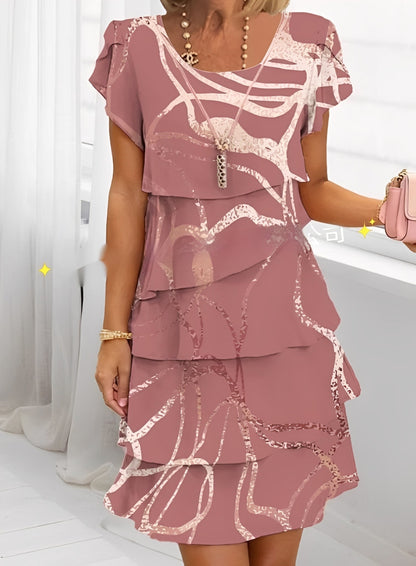 Caroline - Elegantes Kurzarmkleid mit Rüschen für Damen