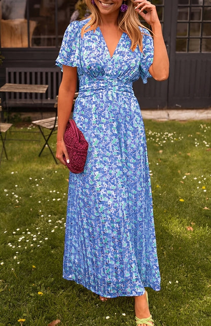Rachel - Elegantes langes V-Ausschnitt-Kleid für Damen
