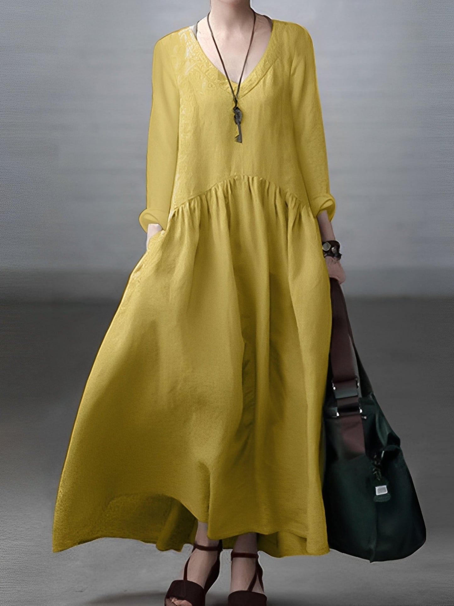 Lindy - Weites und lässiges Kleid mit V-Ausschnitt für Damen