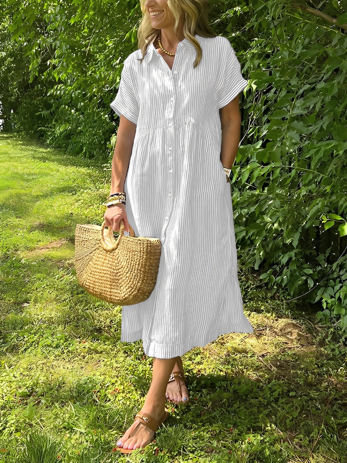 Alana - Lässiges gestreiftes Hemdblusenkleid für Damen