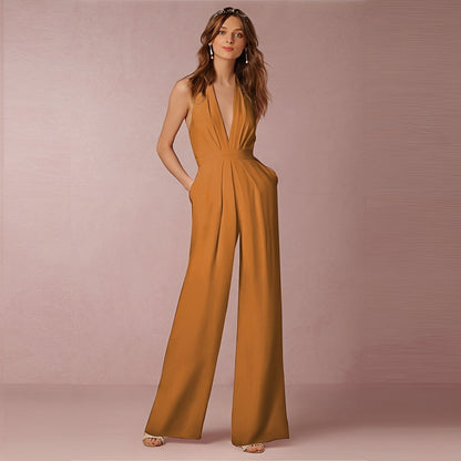 Hazel - Eleganter, rückenfreier Jumpsuit mit weiten Beinen für Damen