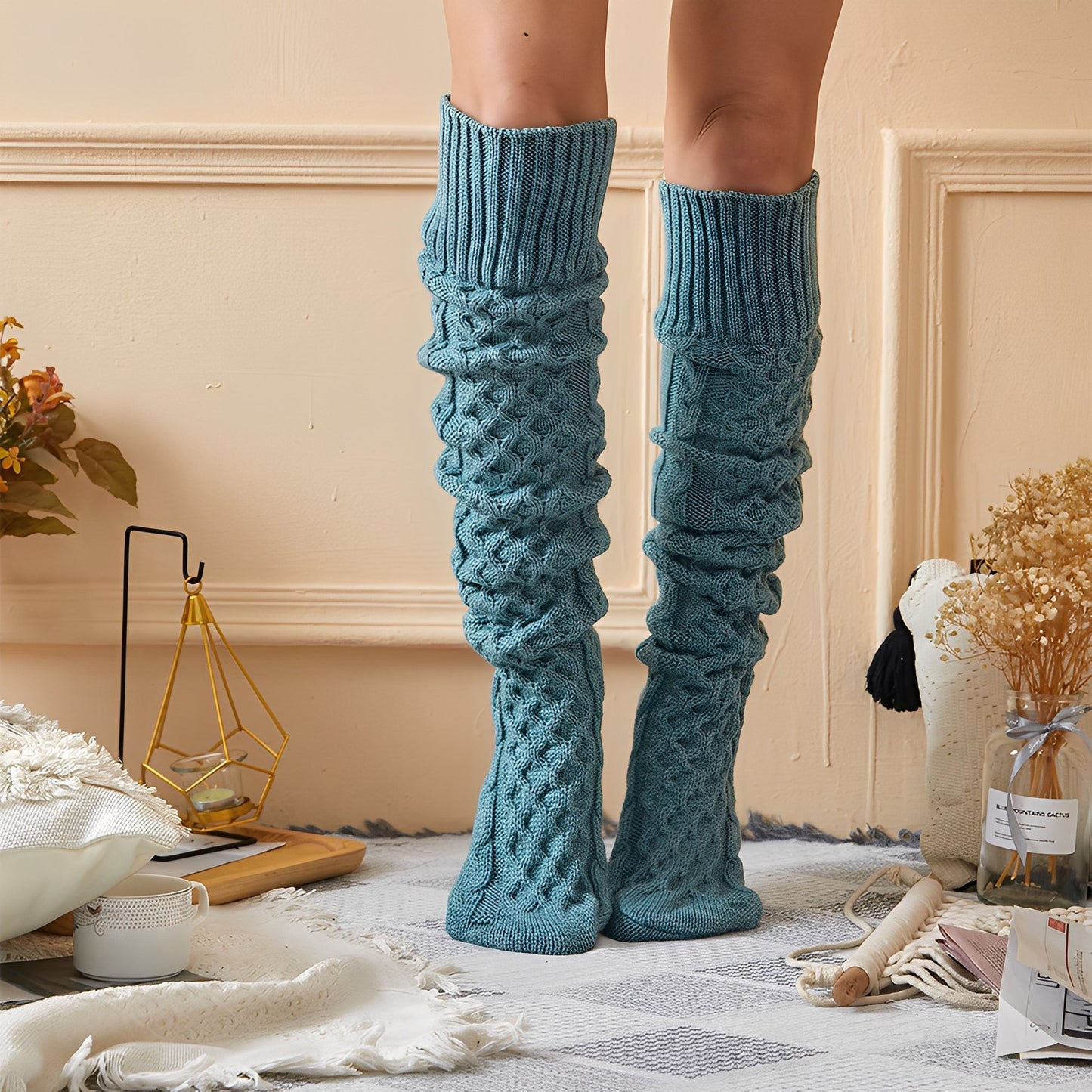 Jillian - Kuschelige, stilvolle, lange Wollsocken für Frauen