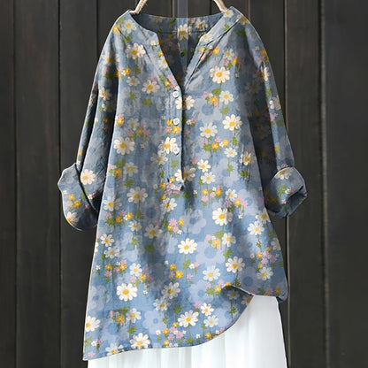 Annie - Elegante geblümte Bluse mit halber Knopfleiste für Damen