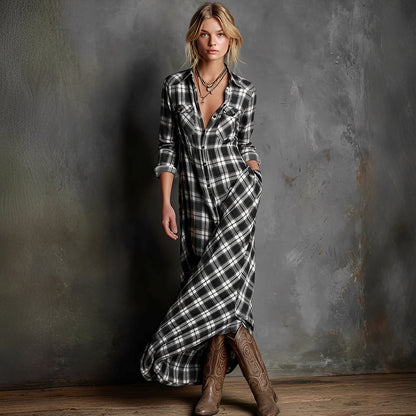 Émilien - Langes Kleid mit Karos für Frauen