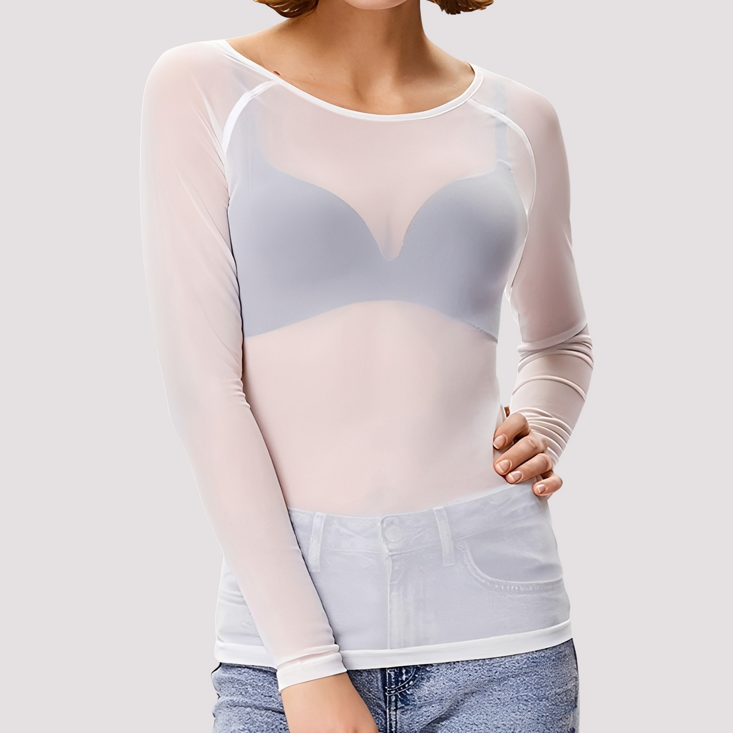 Sophia - Lässiges, transparentes Oberteil mit langen Ärmeln für Damen