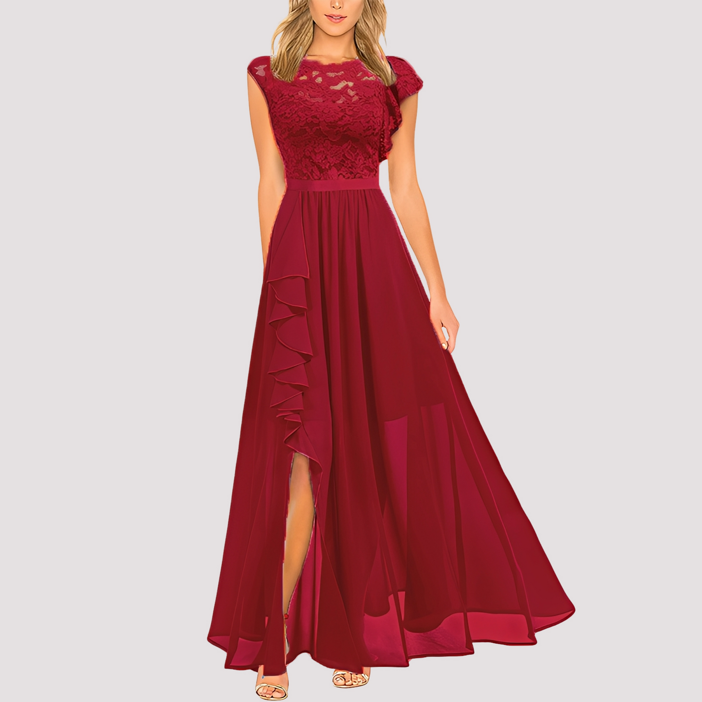 Anne - Elegantes, langes Kleid mit hoher Taille für Damen