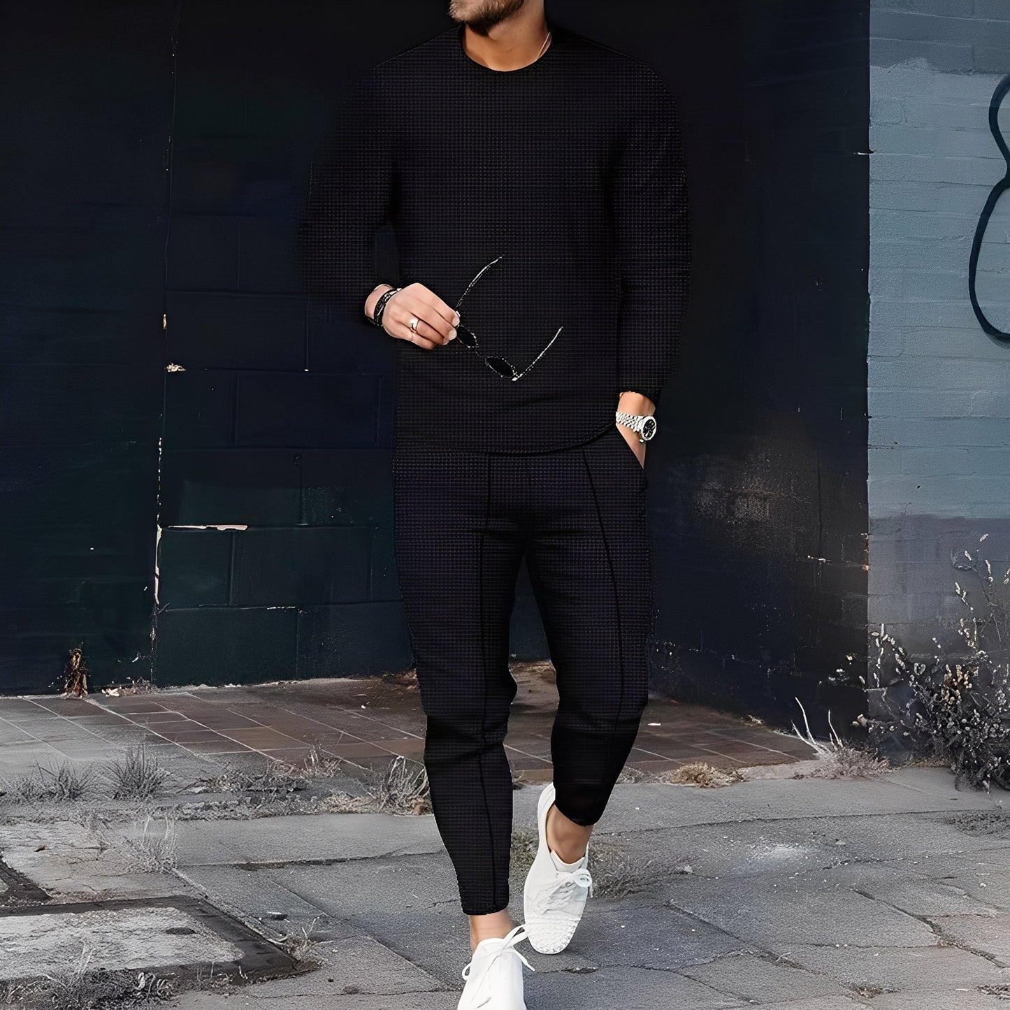 Dillan - Bequemes Slim-Fit-Herrenset mit Waffelstoff