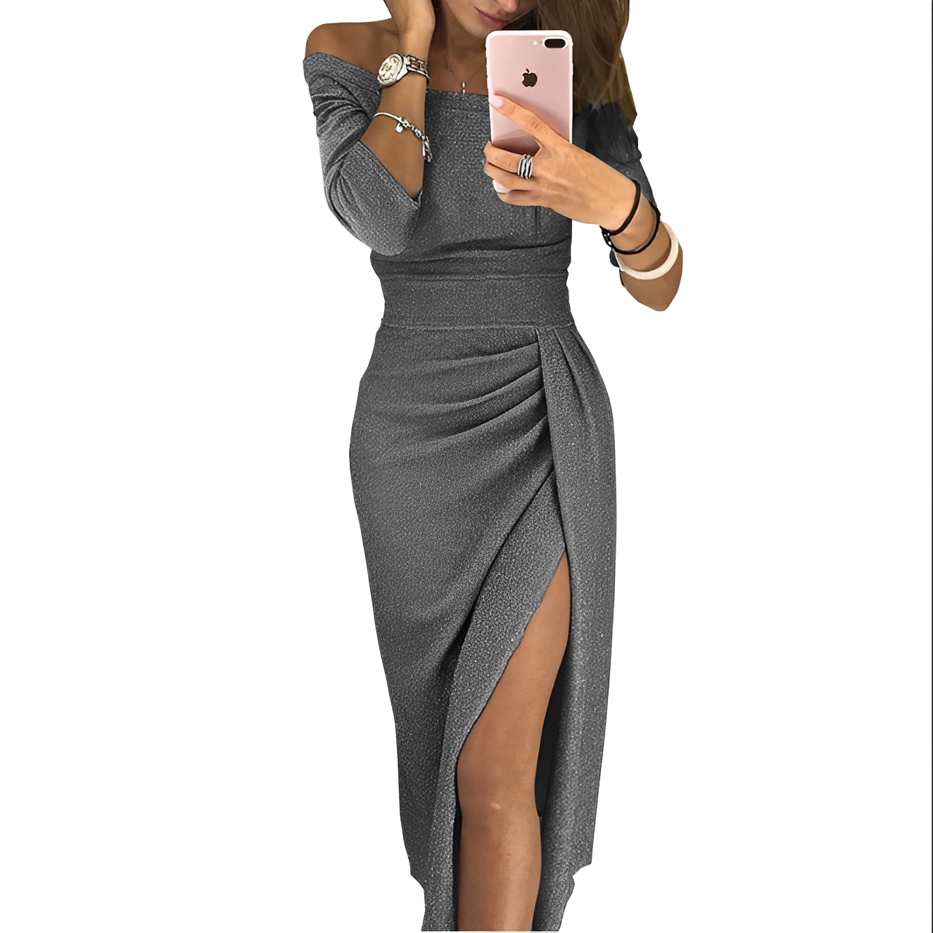 Caroline - Elegantes schulterfreies Paillettenkleid für Frauen