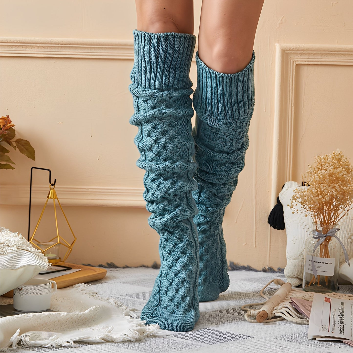 Jillian - Kuschelige, stilvolle, lange Wollsocken für Frauen