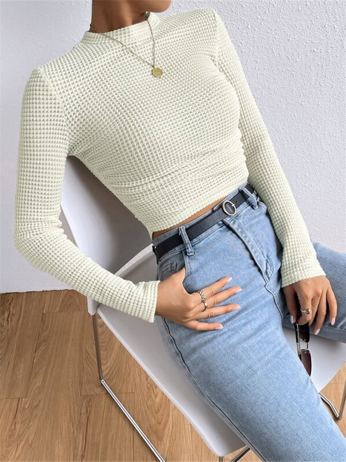Tessa – Slim-Pullover im Waffelmuster
