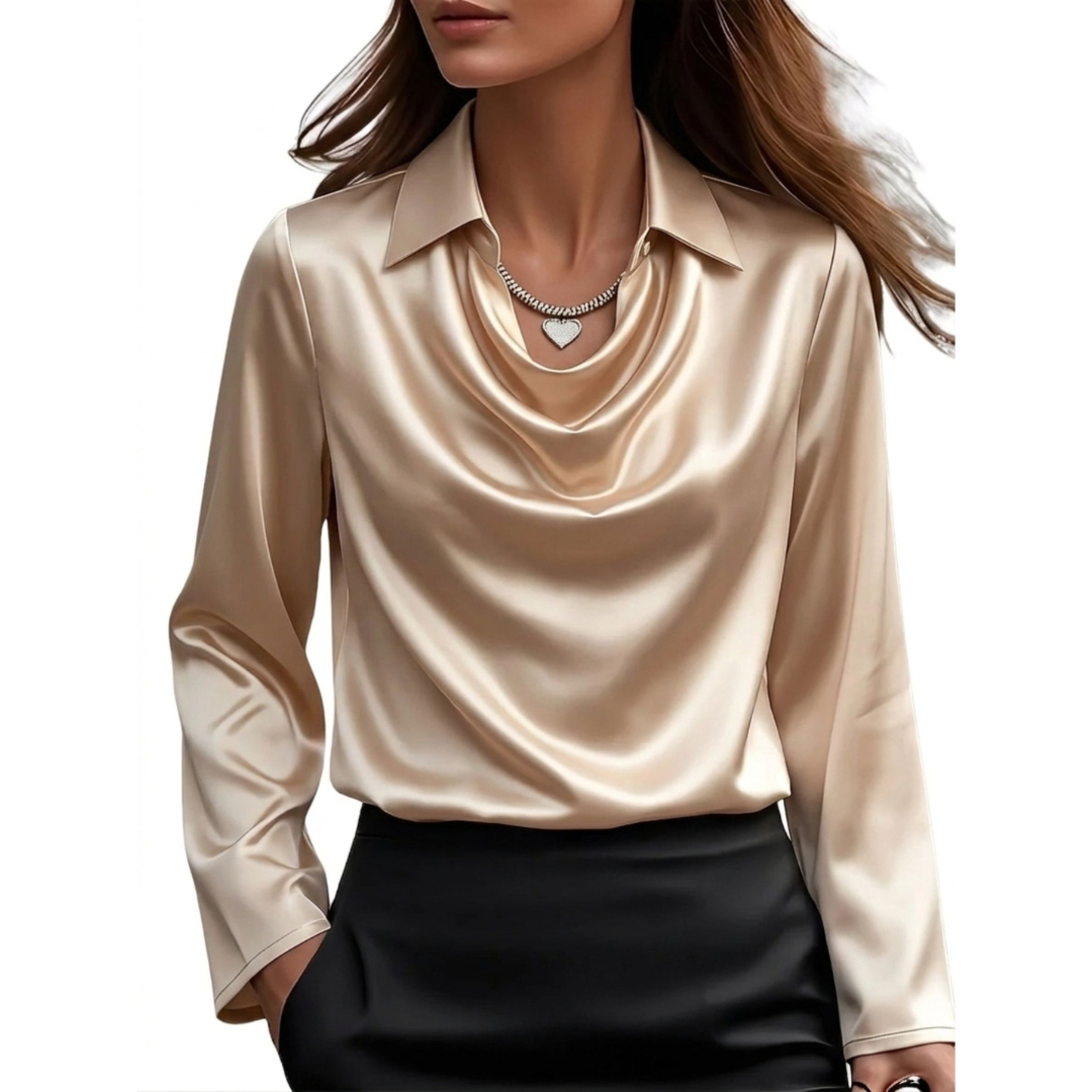 Dionne - Elegante Satinbluse für Damen mit langen Ärmeln
