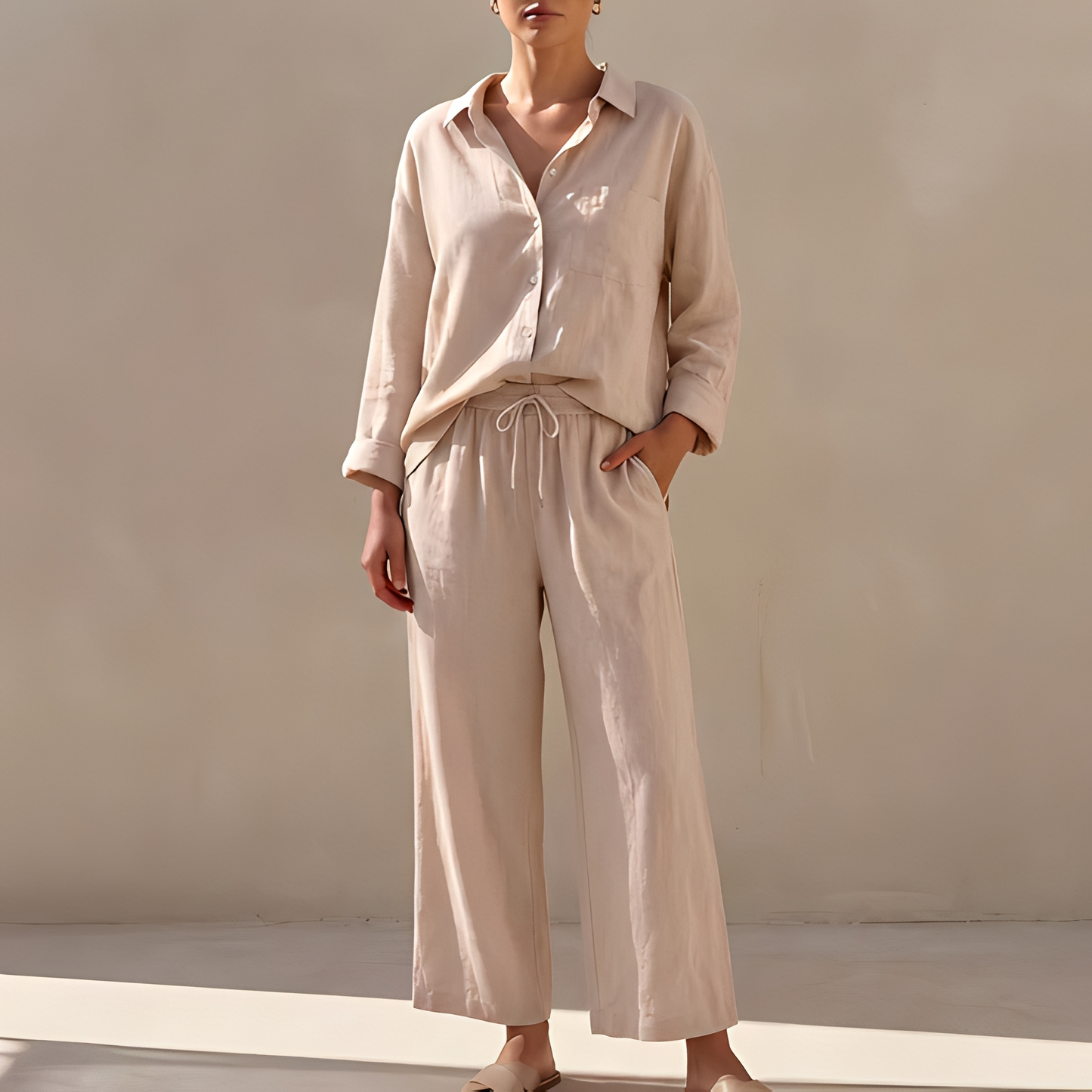 Genzel - Damen-Set mit Knopfhemd und Hose