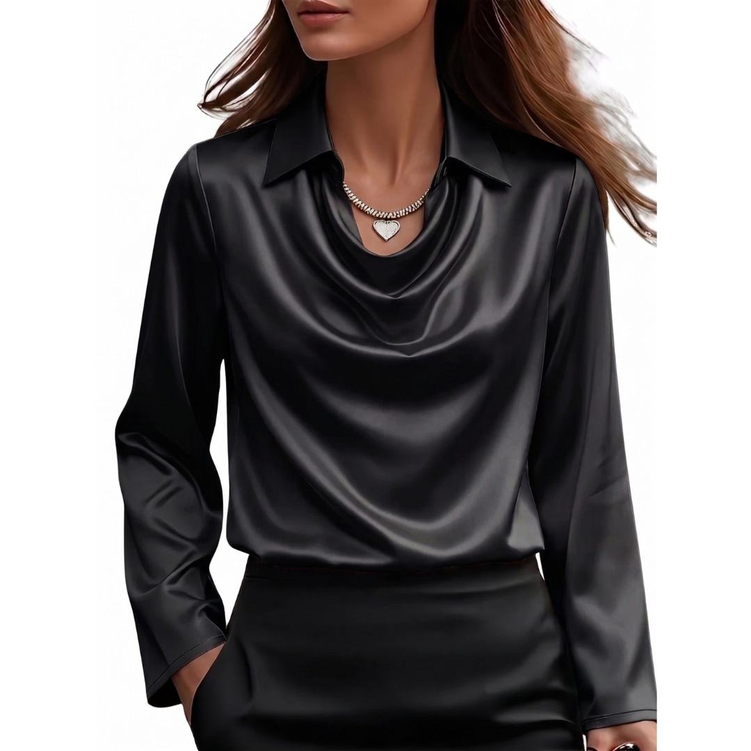 Dionne - Elegante Satinbluse für Damen mit langen Ärmeln