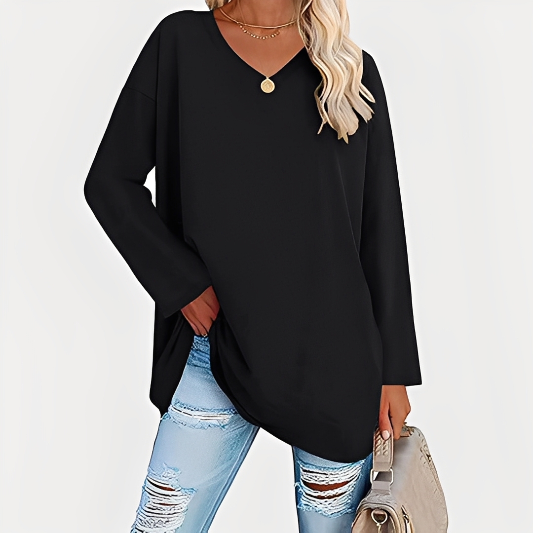 Laëtitia - Elegante, lockere Bluse mit langen Ärmeln für Damen