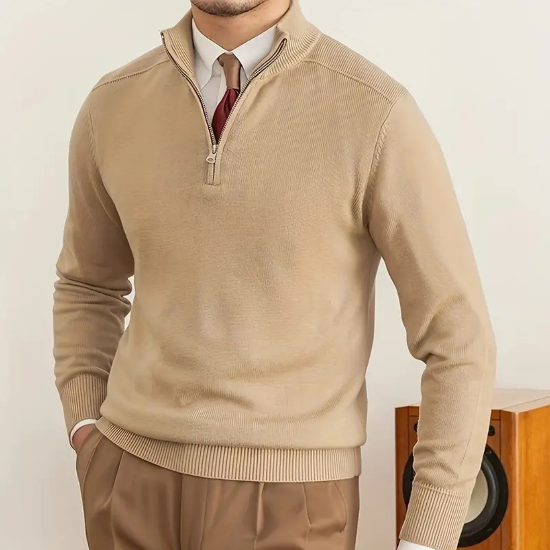 Olivier - Baumwolle Halber Reißverschluss Pullover
