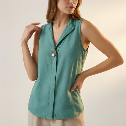 Janice - Ärmellose, locker geschnittene Bluse für Damen