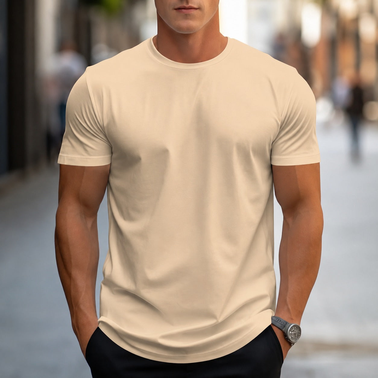 Owen - Klassisches Herren-T-Shirt in Uni-Farben