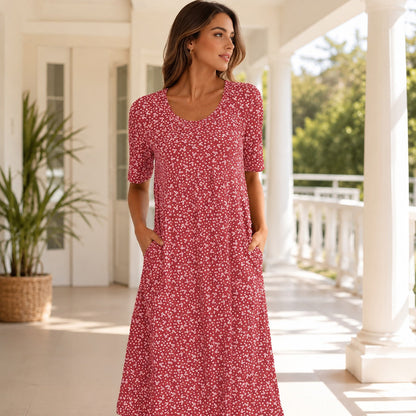 Yasmin - Kurzes Kleid mit Blumenmuster und Ärmeln