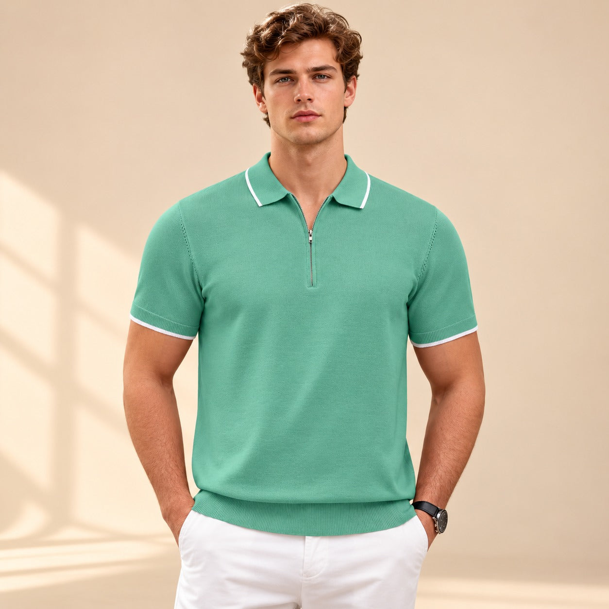 Leonard - Freizeit-Poloshirt mit Reißverschluss
