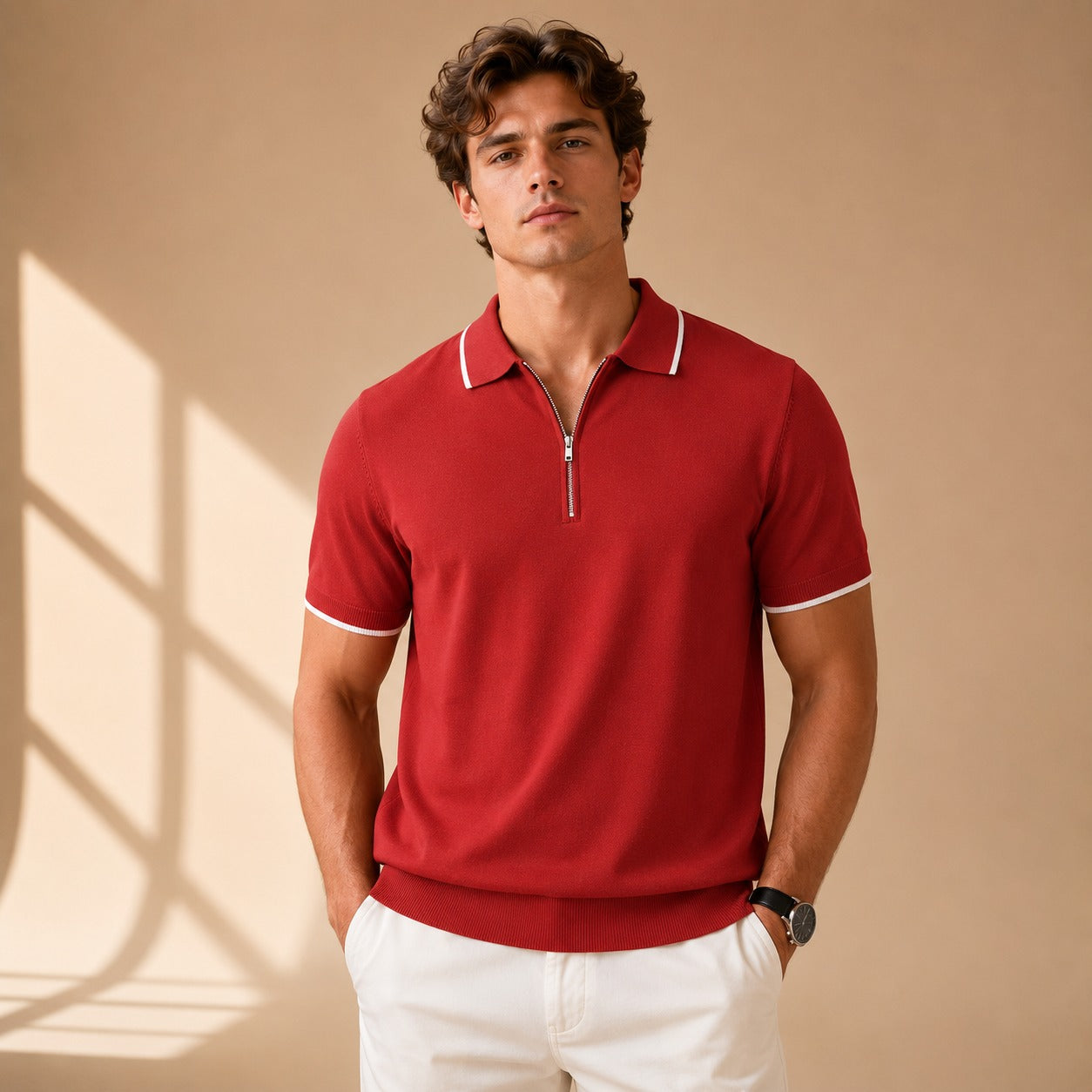 Leonard - Freizeit-Poloshirt mit Reißverschluss