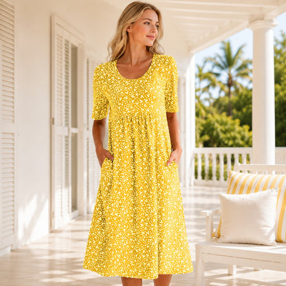 Yasmin - Kurzes Kleid mit Blumenmuster und Ärmeln