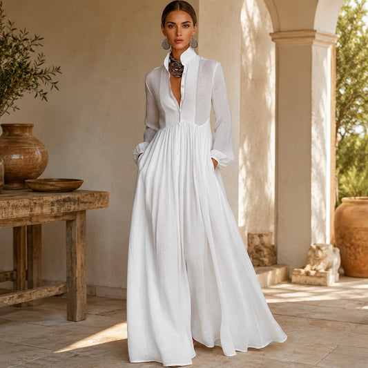 Kyran - Stilvolles langes Kleid mit langen Ärmeln