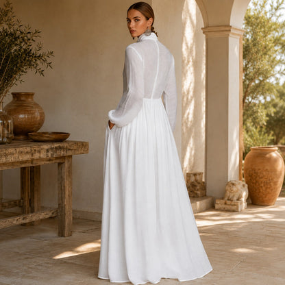 Kyran - Stilvolles langes Kleid mit langen Ärmeln