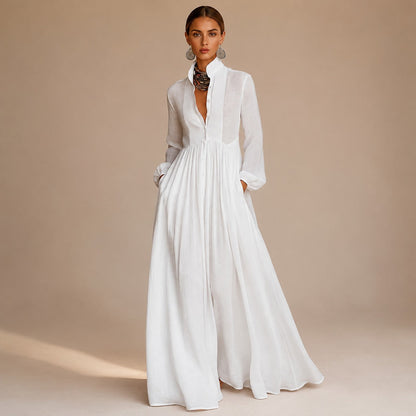 Kyran - Stilvolles langes Kleid mit langen Ärmeln