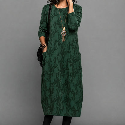 Alisha - Blumiges Midi-Kleid mit langen Ärmeln