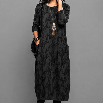 Alisha - Blumiges Midi-Kleid mit langen Ärmeln