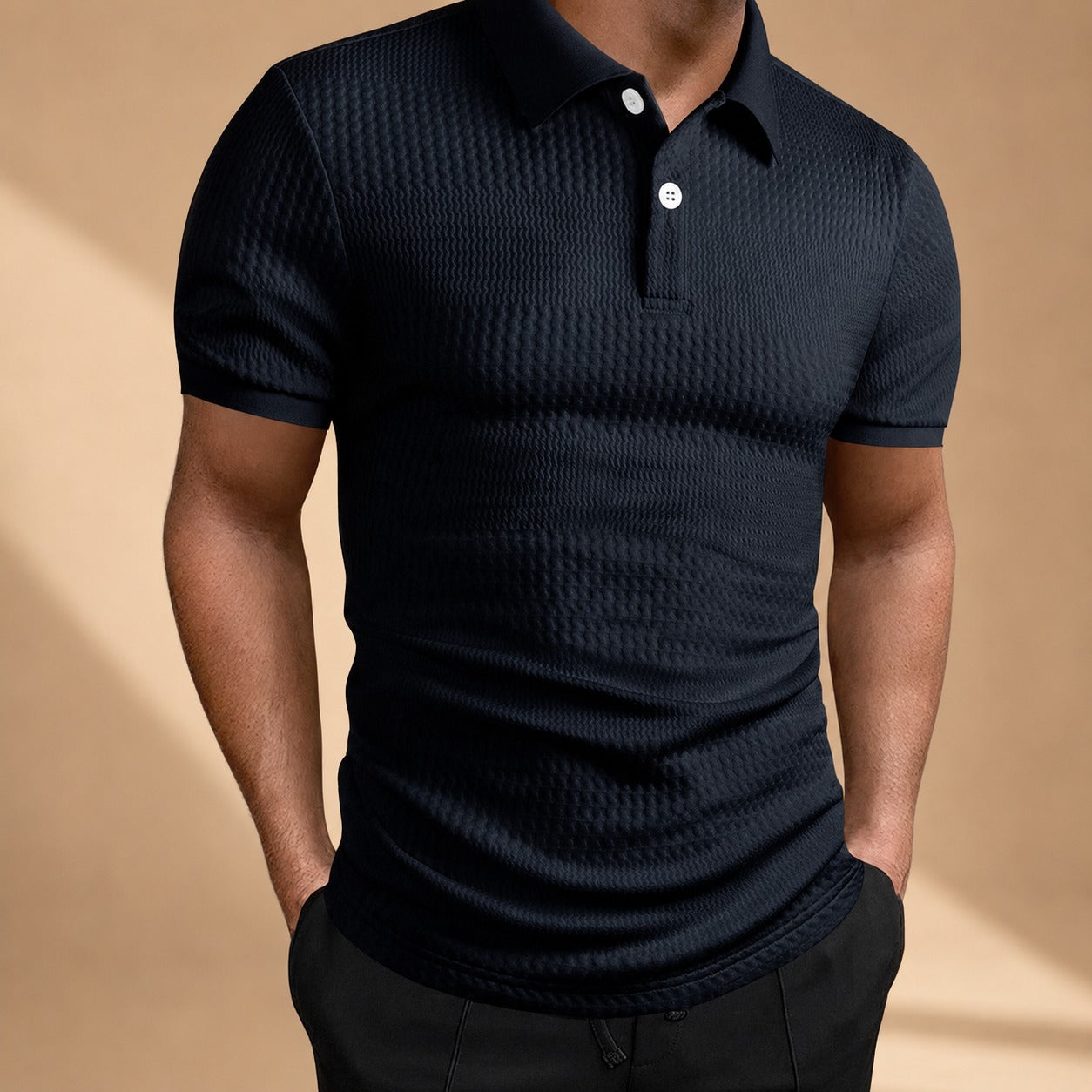 Robyn - Locker geschnittenes Poloshirt mit Struktur